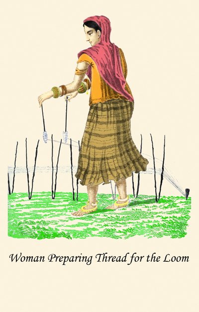 Femme préparant le fil pour le métier à tisser - Unknown Artist