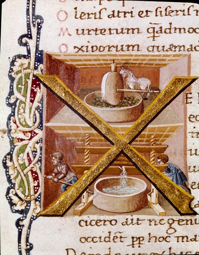 Travaux dans un moulin à huile (miniature) - Unknown artist