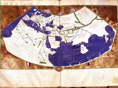 Carte du monde de Claudius Ptolemaeus (Claude Ptolémée, 90-168 ap JC), astronome et astrologue grec - Représentation de la Terre plate sans les pôles Nord et Sud et sans les Amériques - Unknown artist