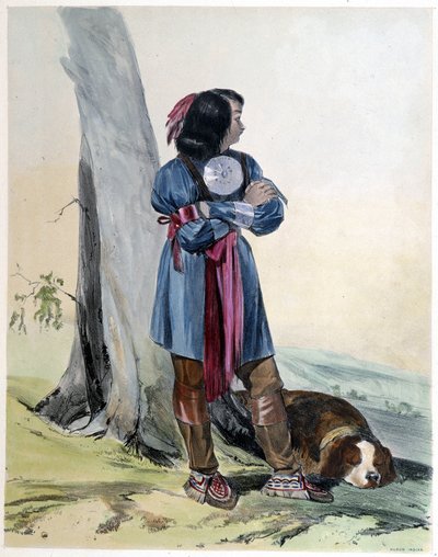 Jeune Huron indien et son chien - Unknown artist