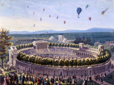 événement de ballon à Milan en 1830. Aquarelle anonyme de 1830 - Unknown artist