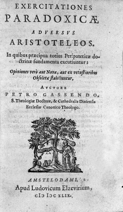Frontispice de "Exercitationum paradoxicarum adversus Aristoteleos" par Pierre Gassendi (1592-1655), philosophe, astronome, mathématicien et physicien français. - Unknown artist