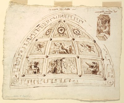 Dessin, décoration de la voûte du plafond, chambre à coucher, salle Cornelia du Palazzo Cavina, Faenza, 1816 - Unknown artistUnknown artist