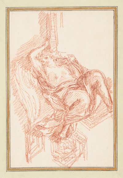 Dessin, détail du plafond avec une figure masculine ailée, vers 1759-70 - Unknown artistUnknown artist
