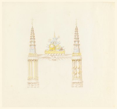 Dessin, cheminée, mur ouest de la salle de musique, vers 1820 - Unknown artistUnknown artist