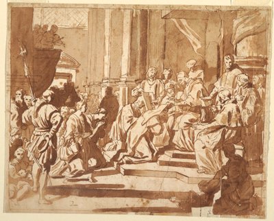 Dessin, Clément XI sacrant sa nièce nonne, vers 1700 - Unknown artistUnknown artist