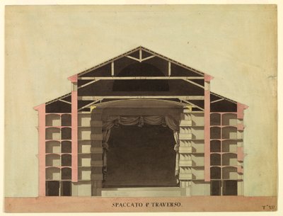 Dessin, projet de concours pour La Fenice, Venise : Coupe transversale, 1788 - Unknown artistUnknown artist