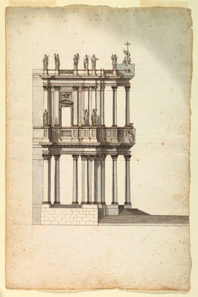 Dessin, Copie du projet de concours de Vanvitelli pour la façade de S. Giovanni in Laterano, 1763, d