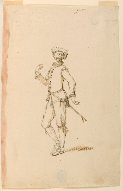 Dessin, création de costumes : Un capitaine pour un ballet, vers 1720 - Unknown artistUnknown artist