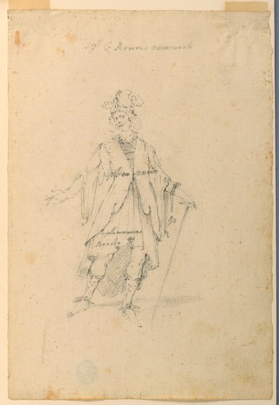 Dessin, création de costumes : Un homme en tenue fantastique pour un ballet, vers 1720 - Unknown artistUnknown artist