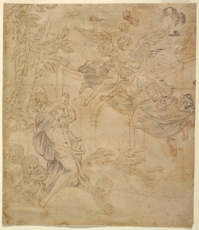 Dessin, Daniel dans la fosse aux lions, vers 1630-40 - Unknown artistUnknown artist