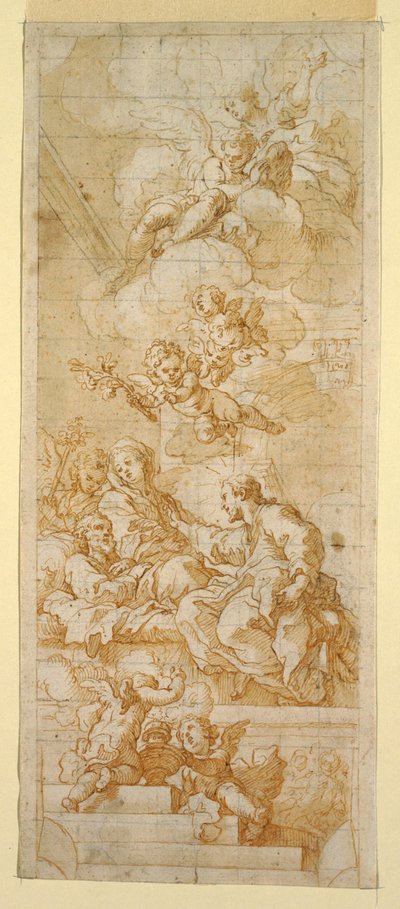 Dessin, Mort de saint Joseph, étude pour une peinture de plafond, vers 1670-1747 - Unknown artistUnknown artist