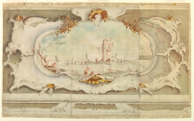 Dessin, cartouche décoratif avec un paysage, vers 1770 - Unknown artistUnknown artist