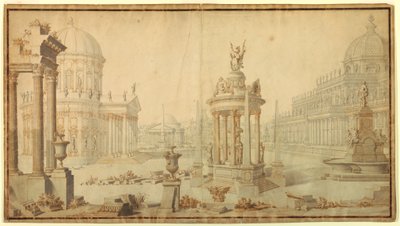 Dessin, Scénographie : Fantaisie architecturale, début du 18e siècle - Unknown artistUnknown artist