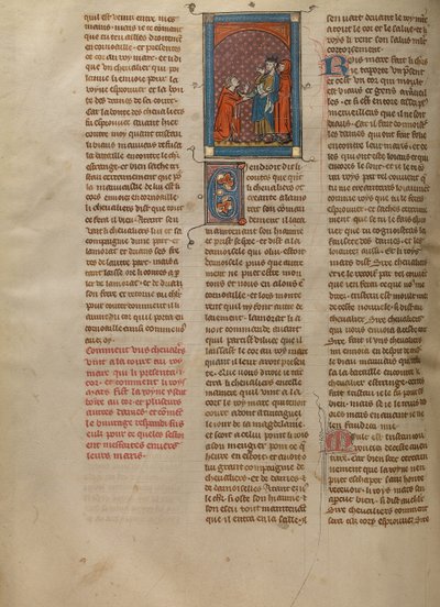 Un chevalier présente une corne d