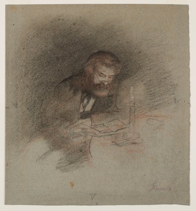 Un homme lisant à la lumière d