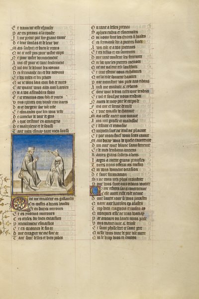 Conversation entre un homme et une femme habillée de façon modeste - Unknown artist