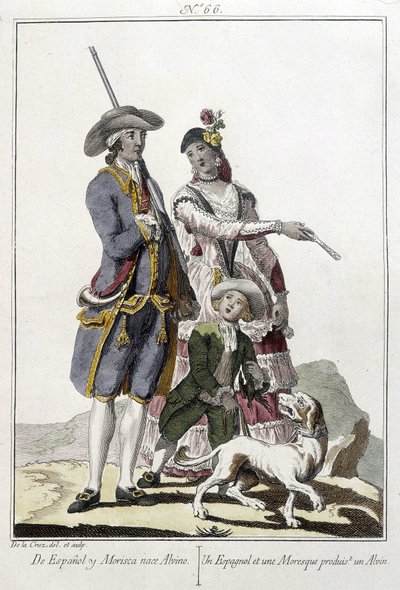 Un Espagnol et un Maure donnent naissance à un alvin - gravure - Unknown artist