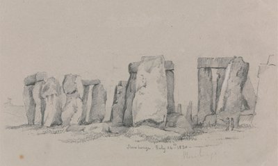 Vue de Stonehenge avec deux figures au premier plan - Unknown artist