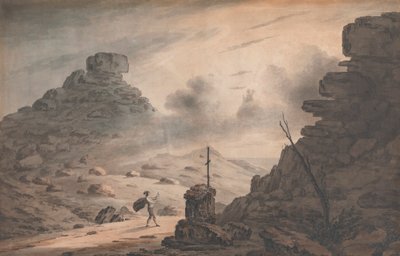 Une vue de la vallée des pierres, Devon, avec une scène de La Tempête, Acte 1 - Unknown artist