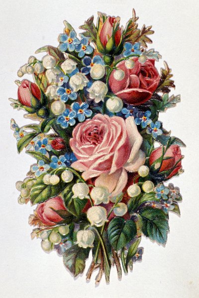 Un bouquet mélangé avec des roses, du muguet. - Unknown artist