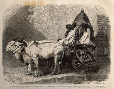 Un char de voyage tiré par deux bœufs blancs - Unknown artist