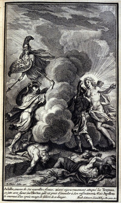 Achille attaque Hector avec fureur (Illustration de l