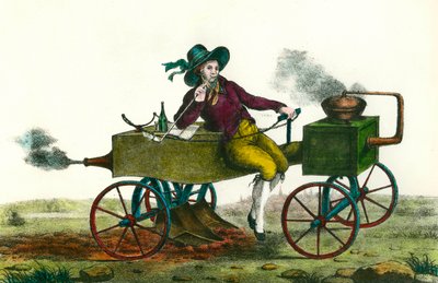 Agriculture : scène de labourage avec une machine à vapeur en 1834. Gravure anonyme de 1834. Collection privée - Unknown artist