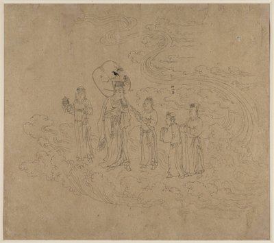 Album de thèmes taoïstes et bouddhistes : Procession de divinités taoïstes : Feuille 10 - Unknown artist