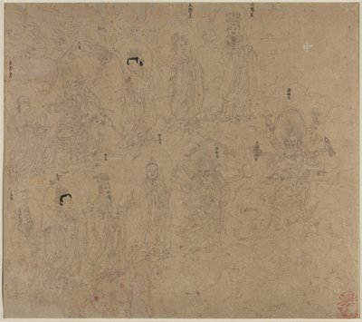 Album de thèmes taoïstes et bouddhistes : Procession de divinités taoïstes : Feuille 21 - Unknown artist