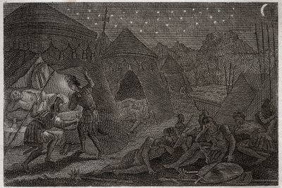 Bible de Royaumont, Ancien Testament : David épargne Saül. David a Saül à sa merci, mais il ne le blesse pas. Il prend juste la lance et sa coupe. Illustration de 1811. - Unknown artist