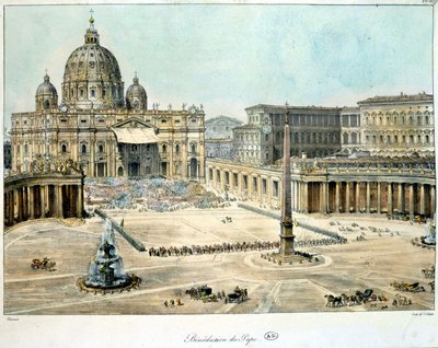 Bénédiction du Pape depuis Saint-Pierre de Rome, vers 1820 - Unknown artist