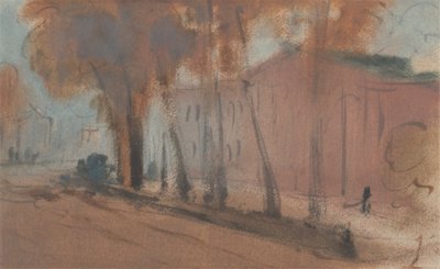 Bâtiment avec des arbres - Unknown artist