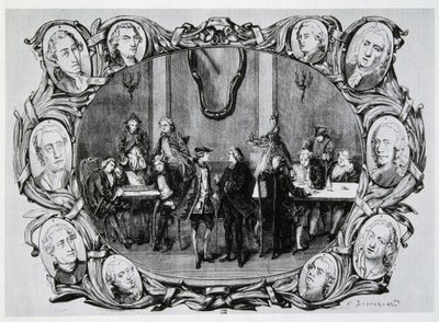 Café Procope à Paris au XVIIIe siècle avec Buffon, Gilbert, Diderot, D
