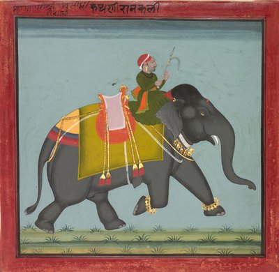 Éléphant caparaçonné avec un cornac - Unknown artist