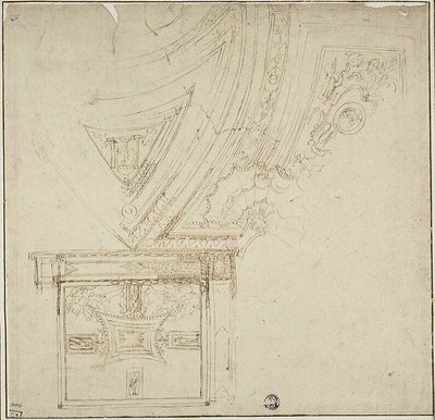 Décoration de plafond avec grotesques - Unknown artist