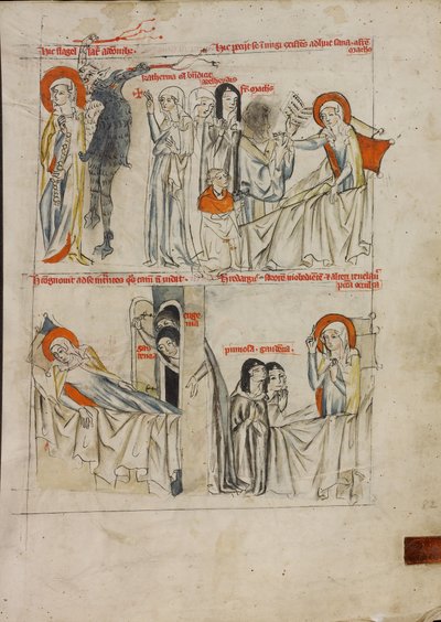 Démons flagellant sainte Edwige et sainte Edwige demandant l