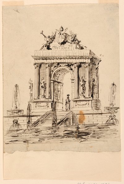 Conception pour une fontaine avec les armoiries du pape Grégoire XVI - Unknown artist