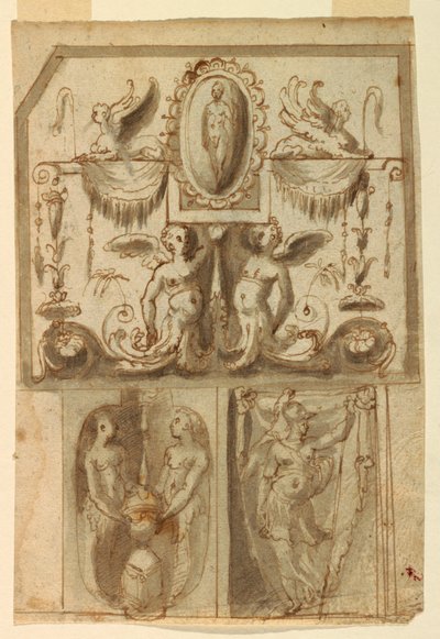 Conception pour les décorations peintes de trois panneaux - Unknown artist