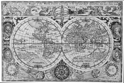 Carte du monde du début du 17e siècle, d