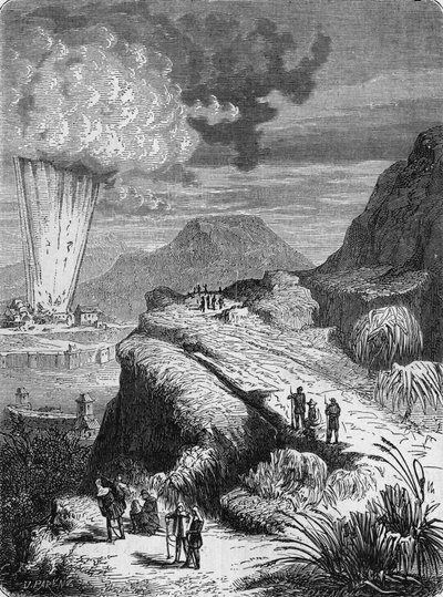 Explosion du Fort Pei-Ho, Chine, due à une machine allumée par la bobine de Ruhmkorff. Dans "Album de la Science", Éditions Jouvet - Unknown artist