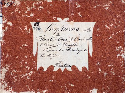 Première page de la partition musicale de la Symphonie 66 en si bémol majeur par J Haydn - Unknown artist