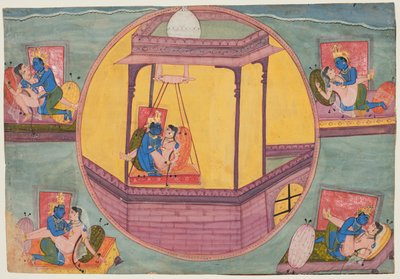 Cinq poses de Krishna faisant l