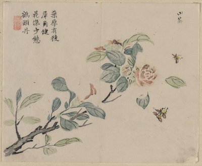 Branche fleurie avec abeilles - Unknown artist