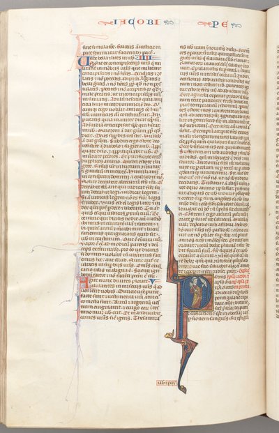 Fol. 477v, Pierre, initiale historiée P, Pierre avec une clé, parlant au buste de Dieu au-dessus. - Unknown artist