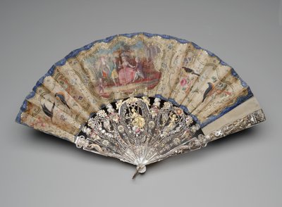 Éventail pliant avec scène de cour, vers 1770-80 - Unknown artist