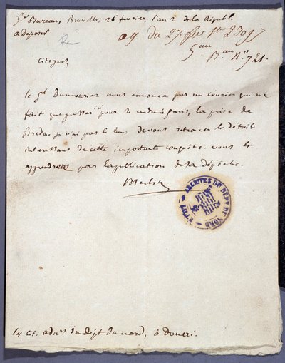 Révolution française : lettre manuscrite datée du 26/02/1793 d