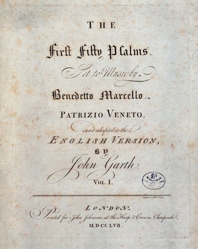 Frontispice des Cinquante et un Psaumes, par Benedetto Marcello - Unknown artist
