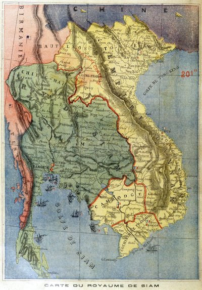 Carte géographique du royaume de Siam - dans « Le Petit Journal » - Unknown artist