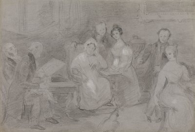 Groupe de figures, avec un homme peignant à l